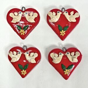 Country Dough Art Christmas Ornaments Red